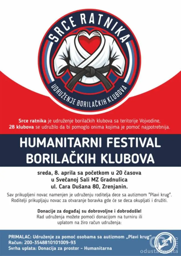 Zrenjanin Humanitarni festival borilačkih klubova  „Srce ratnika“ za decu sa autizmom