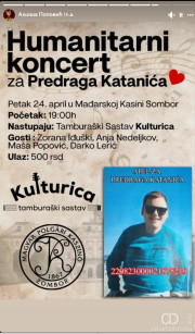 Humanitarni koncert za Predraga Katanića u Somboru
