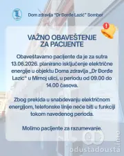 Planirano isključenje električne energije u objektu Doma zdravlja „Dr Đorđe Lazić“