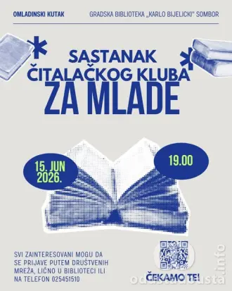 Gradska biblioteka "Karlo Bijelicki": Novi sastanak Čitalačkog kluba za mlade u ponedeljak