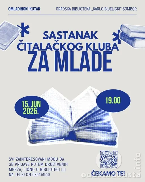 Gradska biblioteka "Karlo Bijelicki": Novi sastanak Čitalačkog kluba za mlade u ponedeljak