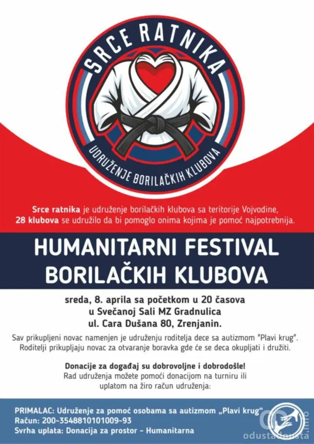 Zrenjanin Humanitarni festival borilačkih klubova  „Srce ratnika“ za decu sa autizmom