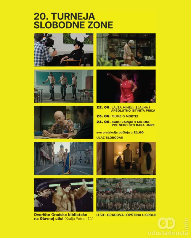 Jubilarna 20. Turneja Slobodne zone stiže u Sombor: Tri filmska hita pod otvorenim nebom