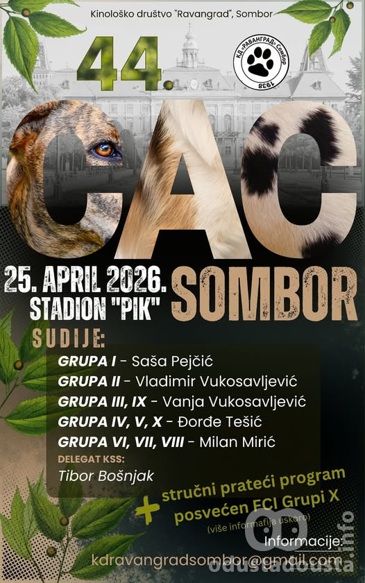 Kinološki spektakl u Somboru: 44. CAC izložba pasa i stručno predavanje