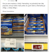 FOTO DOKAZ: Da li smo mi ovce? U Srbiji 200g maslaca 530 dinara, u Nemačkoj 250g nepunih 120 dinara!