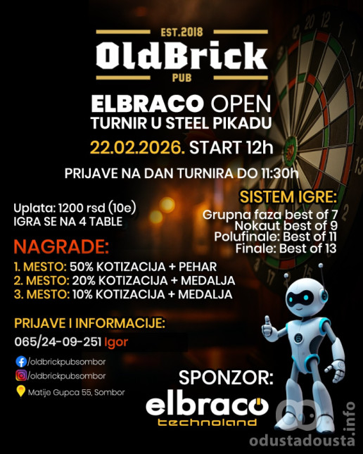 ELBRACO OPEN: Veliki turnir u steel pikadu ove nedelje u Somboru!