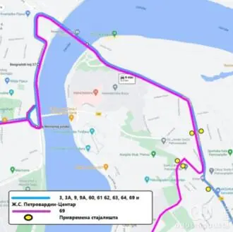 Izmenjene trase autobuskih linija između Železničke stanice "Petrovaradin" i autobuskog stajališta "Centar" u Novom Sadu