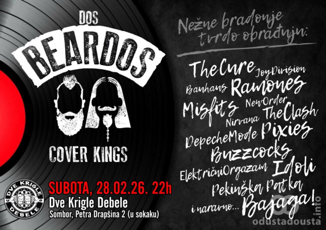 Dos Beardos u Somboru: Najveći rock i punk hitovi u subotu u Kriglama