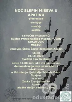 Pozivnica na manifestaciju "Noć slepih miševa" u Apatinu