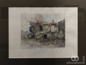 Julija Baranovskaja "Napuštene kuća", suva igla, akvarel