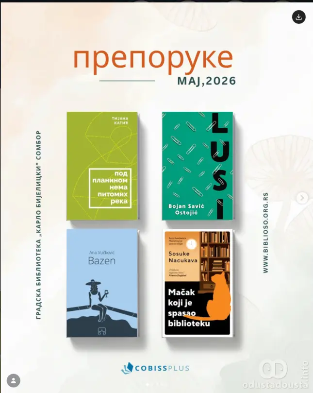 Preporuke za čitanje u maju: Gradska biblioteka „Karlo Bijelicki“ Sombor izabrala četiri nova naslova